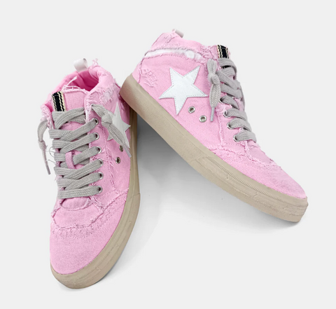Paulina High Top Sneaker - Pink Canvas