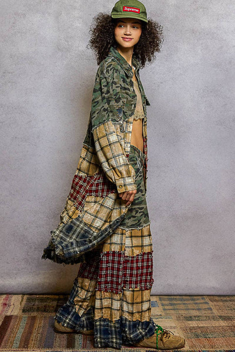 Camo Patchwork Duster Jacket