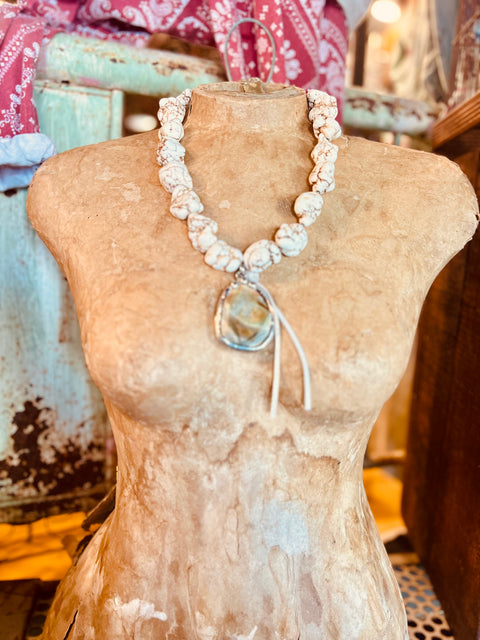 Chunky White Turquoise Geode Necklace