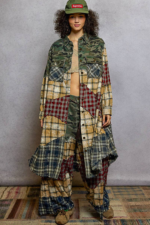 Camo Patchwork Duster Jacket