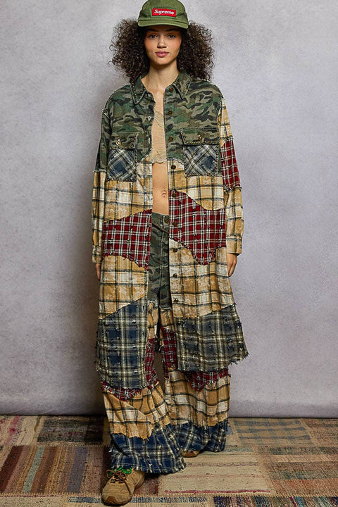 Camo Patchwork Duster Jacket