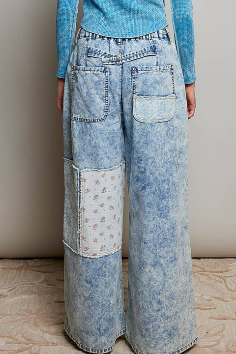 Patchwork Detail Denim Pants