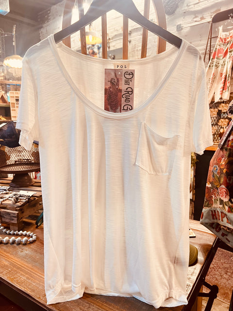 Basic Scoop Neck Tee - Off White