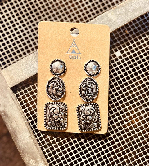 Western Etched Earrings