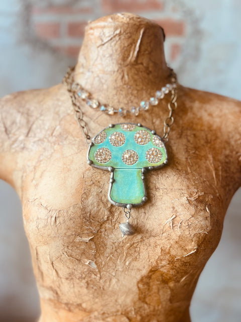 Pottery Glitzy Mushroom Necklace