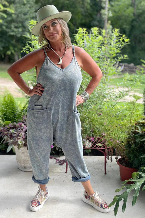 Can't Miss This Romper Overalls - Vintage Denim - DIRT ROAD GYPSI