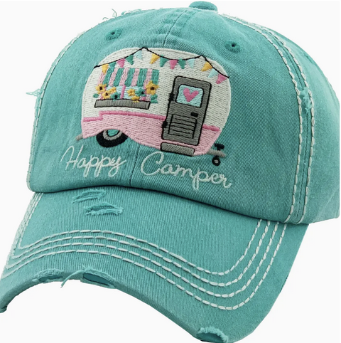 Happy Camper Ball Hat - Turquoise