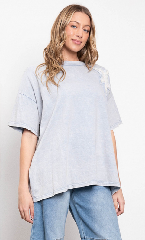 Patched Star Top - Blue
