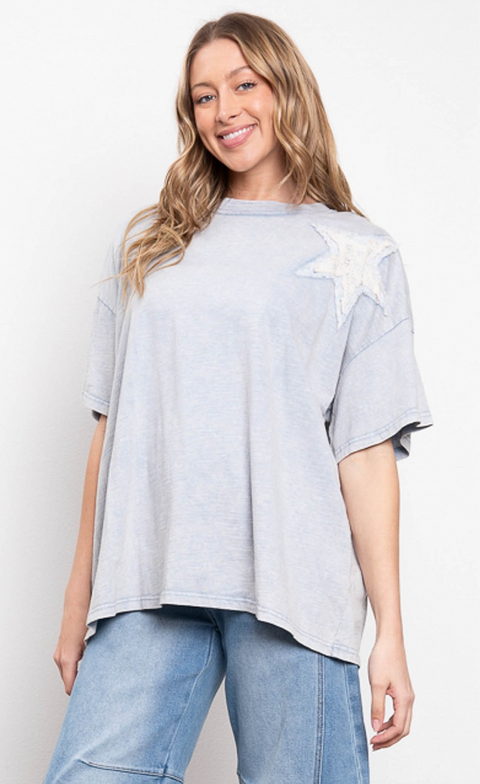 Patched Star Top - Blue