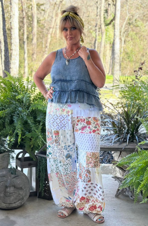 Patchwork Sunrise Pants - Parchment