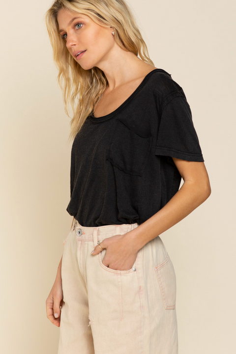 Basic Scoop Neck Tee - Black