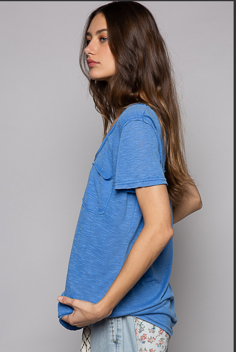 Basic Scoop Neck Tee - Blue
