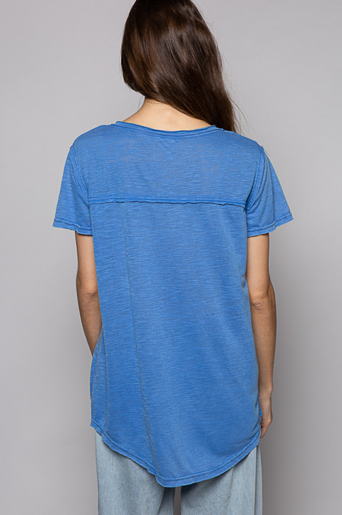 Basic Scoop Neck Tee - Blue
