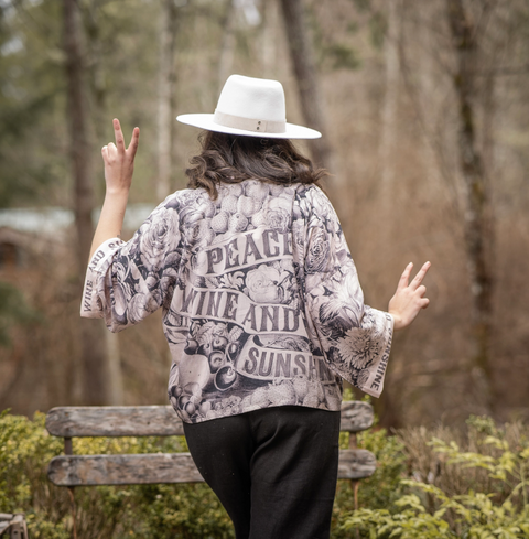 Peace Wine & Sunshine Cropped Kimono