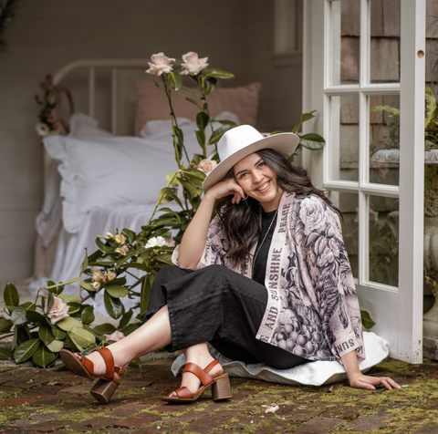 Peace Wine & Sunshine Cropped Kimono