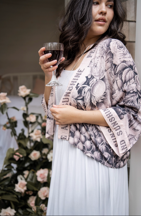 Peace Wine & Sunshine Cropped Kimono