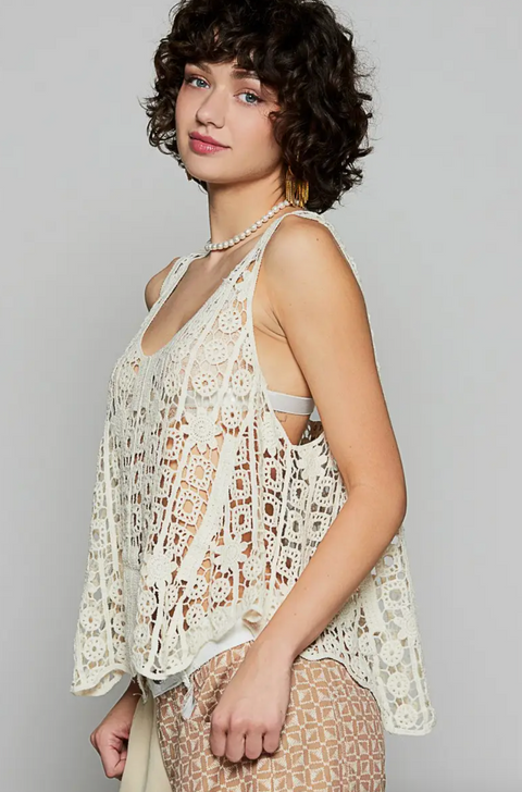 Scoop Neck Crochet Tank