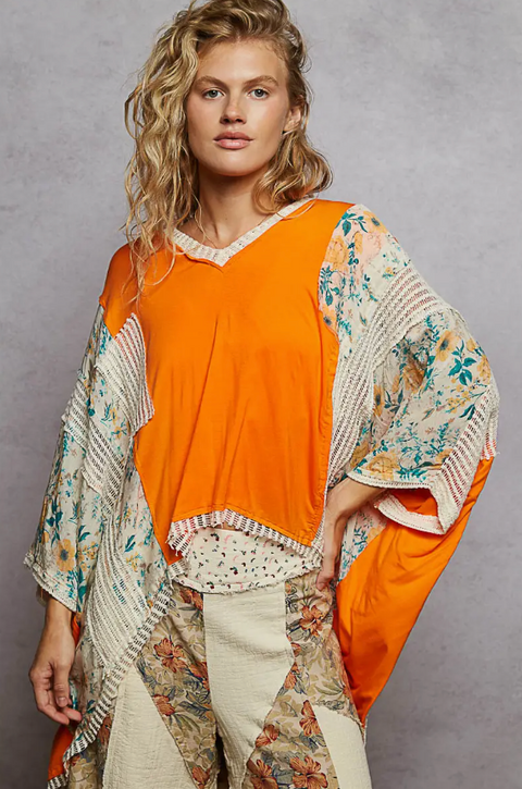 Edgy Hi-Lo Top - Vivid Carrot