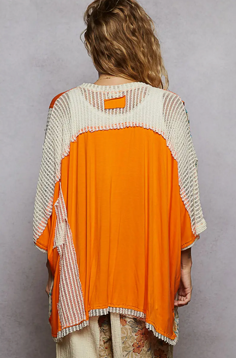 Edgy Hi-Lo Top - Vivid Carrot