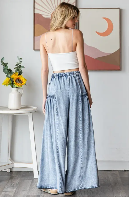 Washed Tencel Wide Leg Pants