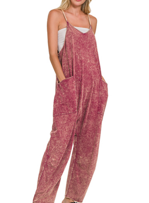 Casual Day Out Jumpsuit - Dark Burgundy