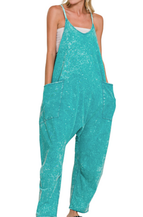 Casual Day Out Jumpsuit - Light Teal