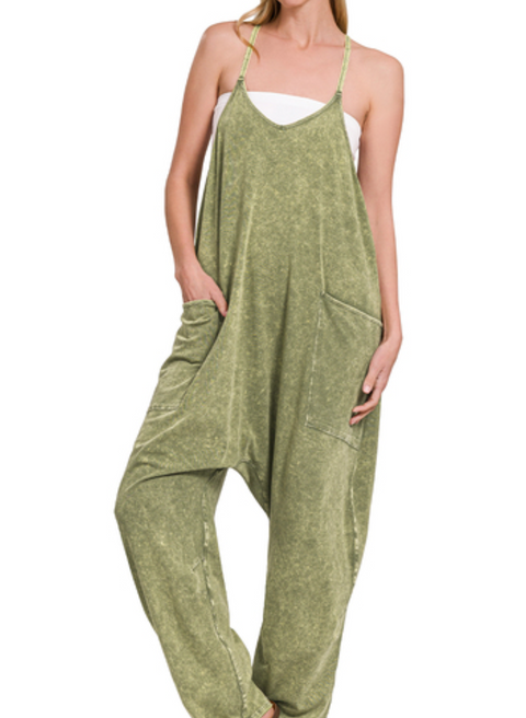 Casual Day Out Jumpsuit - Light Olive