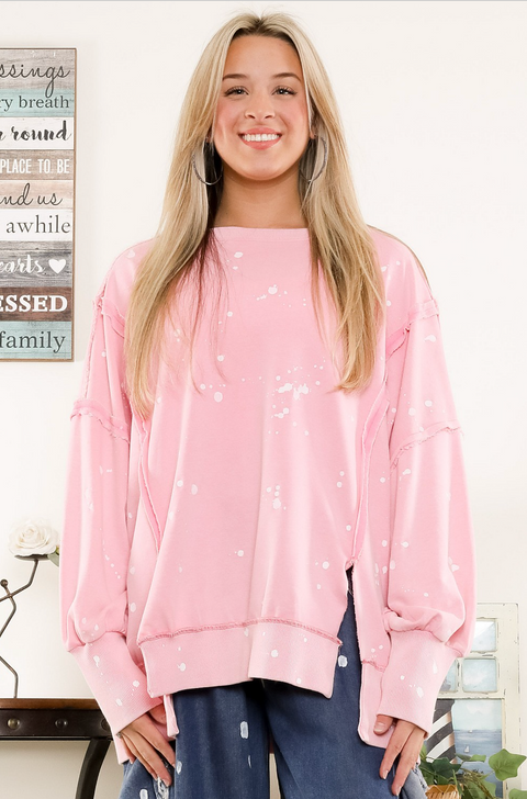 Paint Splatter Sweater - Pink