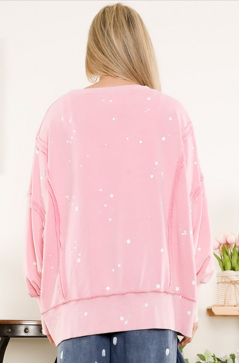 Paint Splatter Sweater - Pink