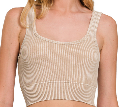 Reversible Ribbed Washed Tank - Ash Mocha