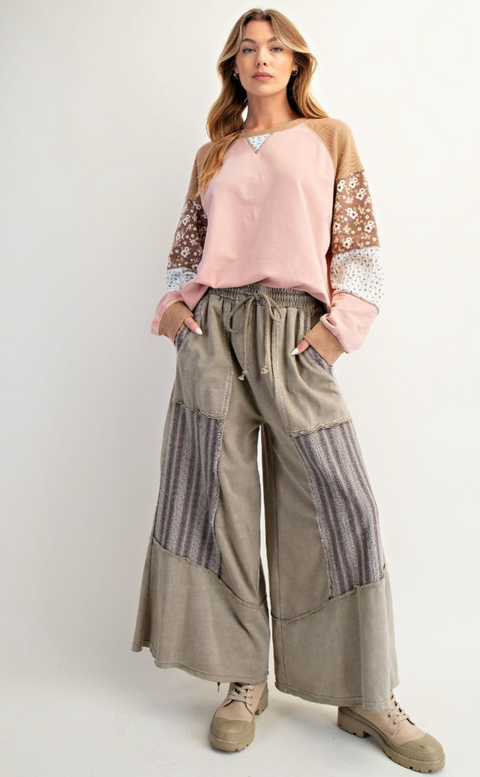 Mineral Washed Terry Sweats - Sage Grey