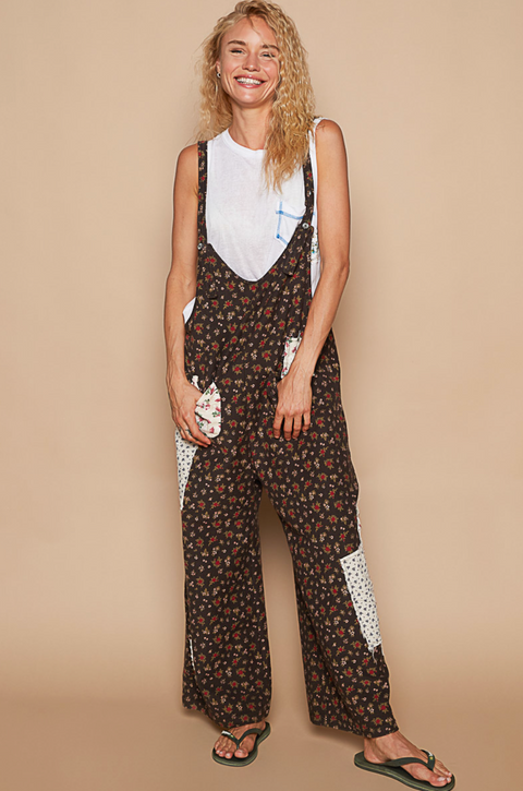 Floral Red & Black Romper