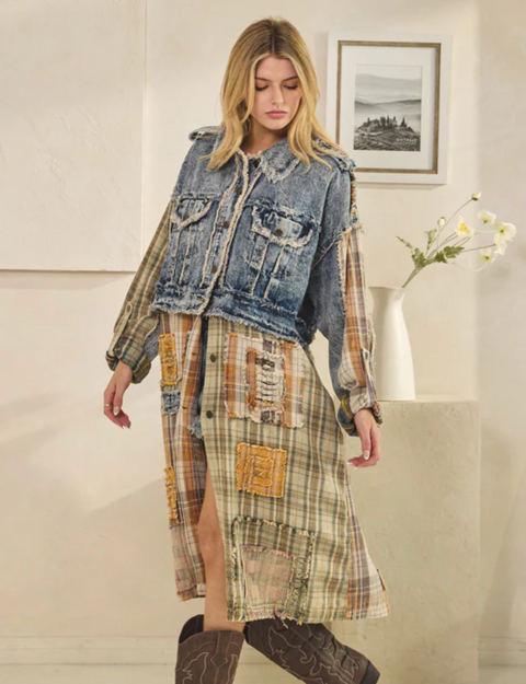Denim & Plaid Duster
