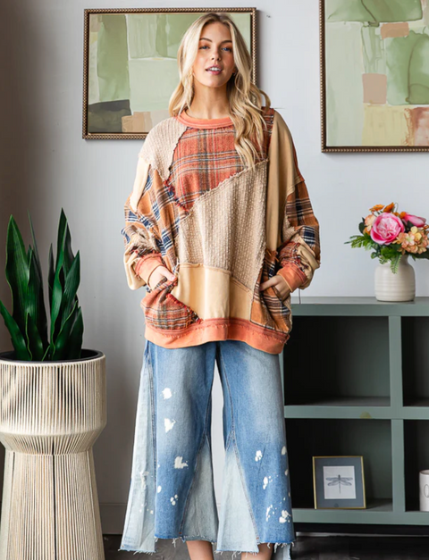 Patched Oversized Knit Top