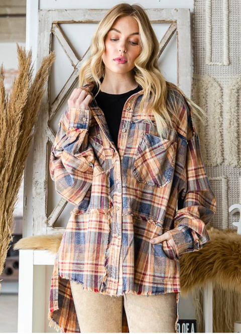 Washed Plaid Button Down