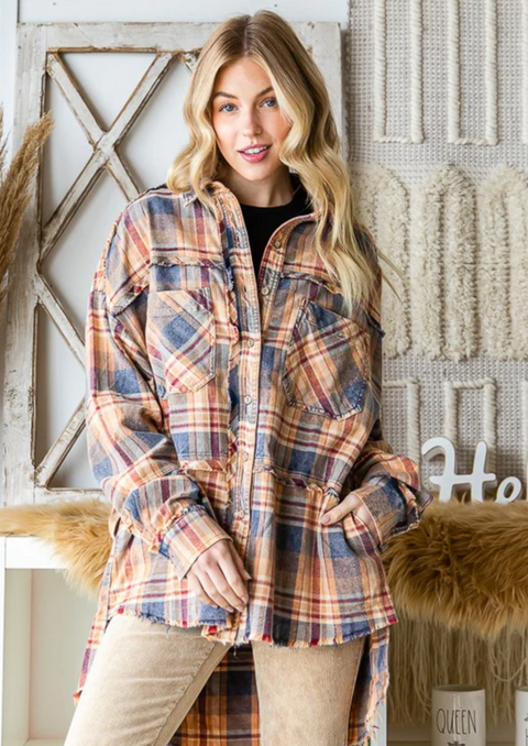 Washed Plaid Button Down