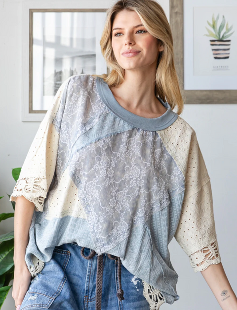 Washed Mixed Media Top