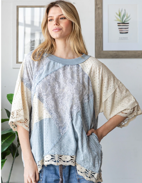 Washed Mixed Media Top