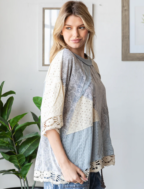 Washed Mixed Media Top