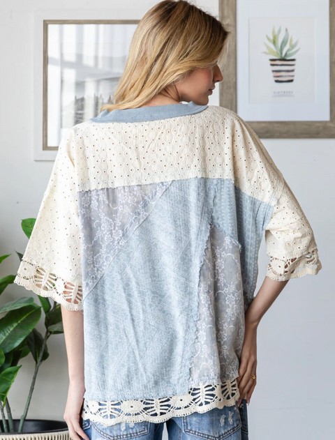 Washed Mixed Media Top