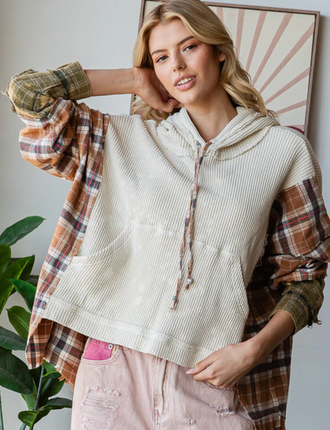 Mixed Media Corduroy Hoodie