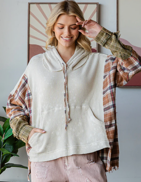 Mixed Media Corduroy Hoodie