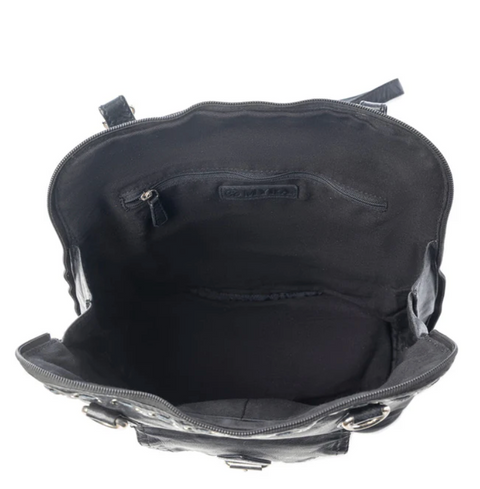 Hearthfire Buckled Leather Bag - Shadow Black