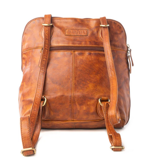 Hearthfire Buckled Leather Bag - Cognac Brown