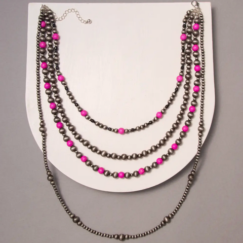 Josie Necklace - Hot Pink
