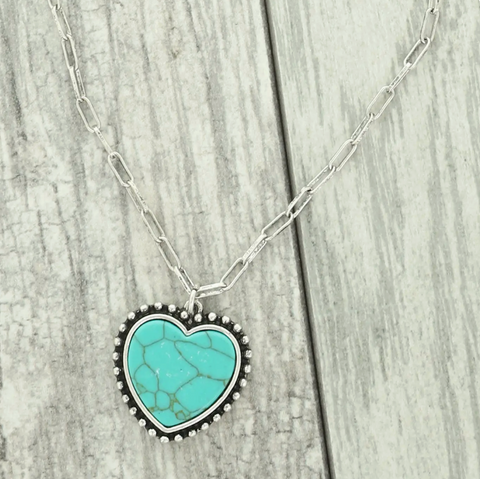Heart Necklace - Turquoise
