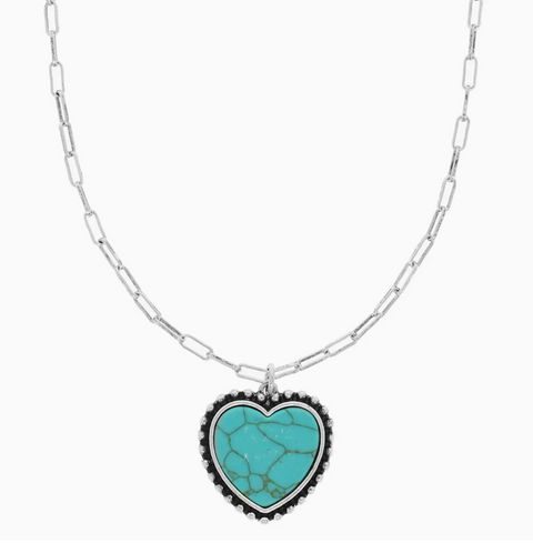 Heart Necklace - Turquoise