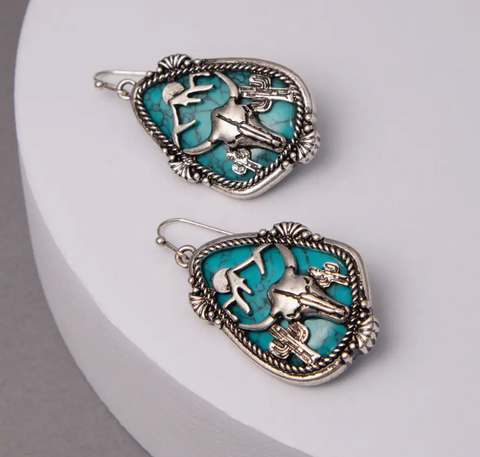 Skull Earrings - Turquoise