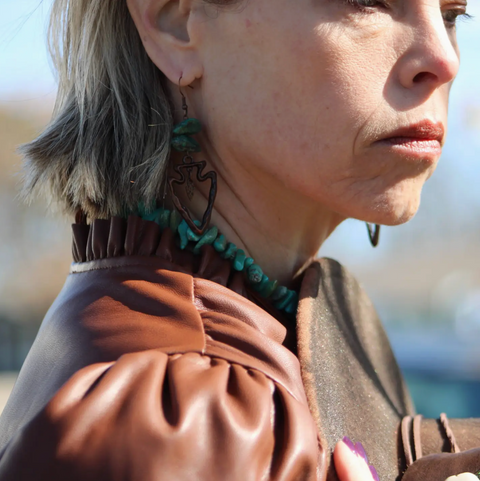 Copper Arrow Earrings & Natural Turquoise Chunks
