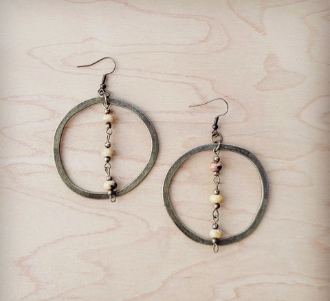 Western Copper Hoop Earrings with Natural Agate